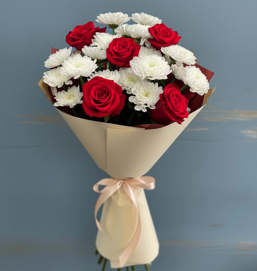 Букет цветов из: Розы и Хризантемы в Арзамасе