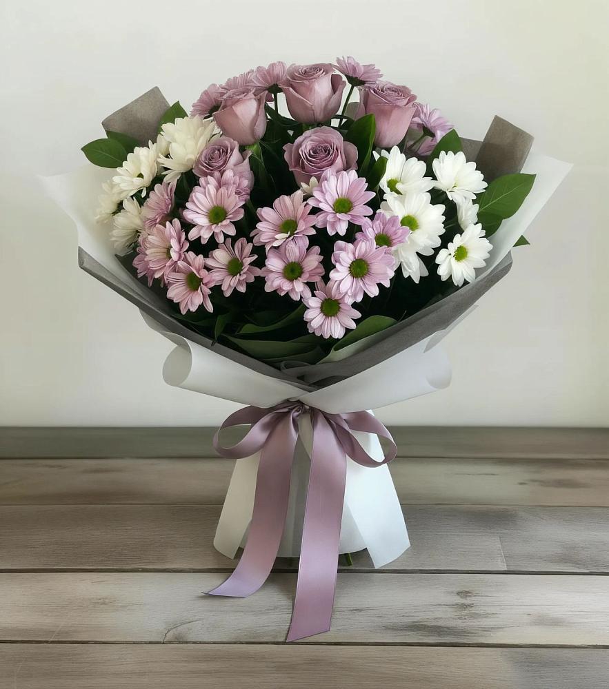 Букет цветов из: Хризантемы и Розы в Арзамасе