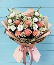 Букет цветов из:  Розы, Альстромерии и Лизиантусы в Арзамасе