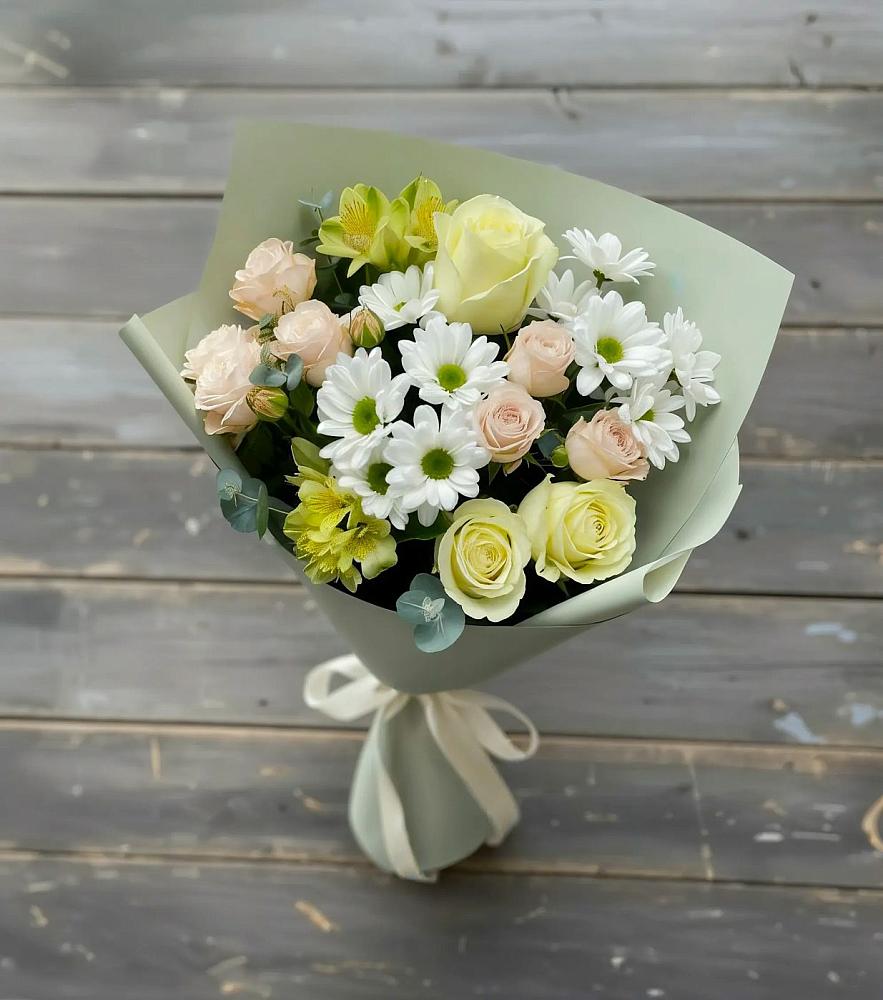 Букет цветов из: Альстромерии, Розы и Хризантемы в Арзамасе