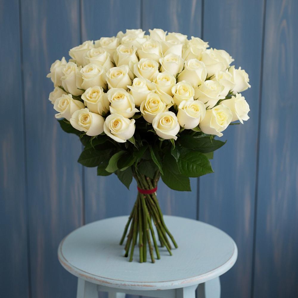 Букет 51 Белая роза Эдлесс Лав в Арзамасе