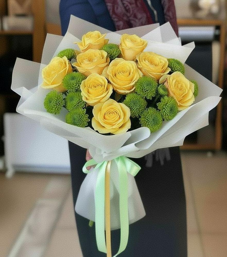 Букет цветов из: Хризантемы и Розы в Арзамасе