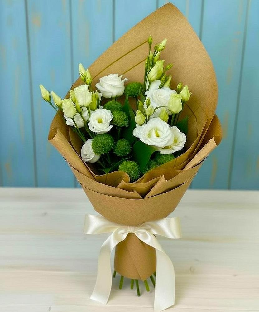 Букет цветов из: Хризантемы и Лизиантусы в Арзамасе