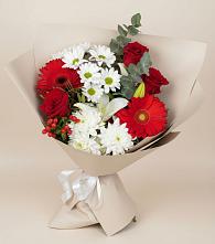 Букет цветов из:  Розы, Хризантемы, Герберы и Лилии в Арзамасе