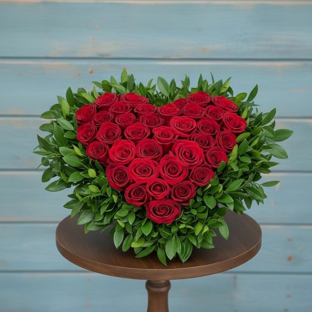 Цветочная композиция из Розы в виде сердца в Арзамасе