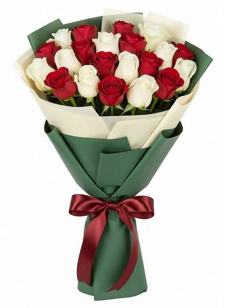 Букет Микс из красных и белых роз в Арзамасе