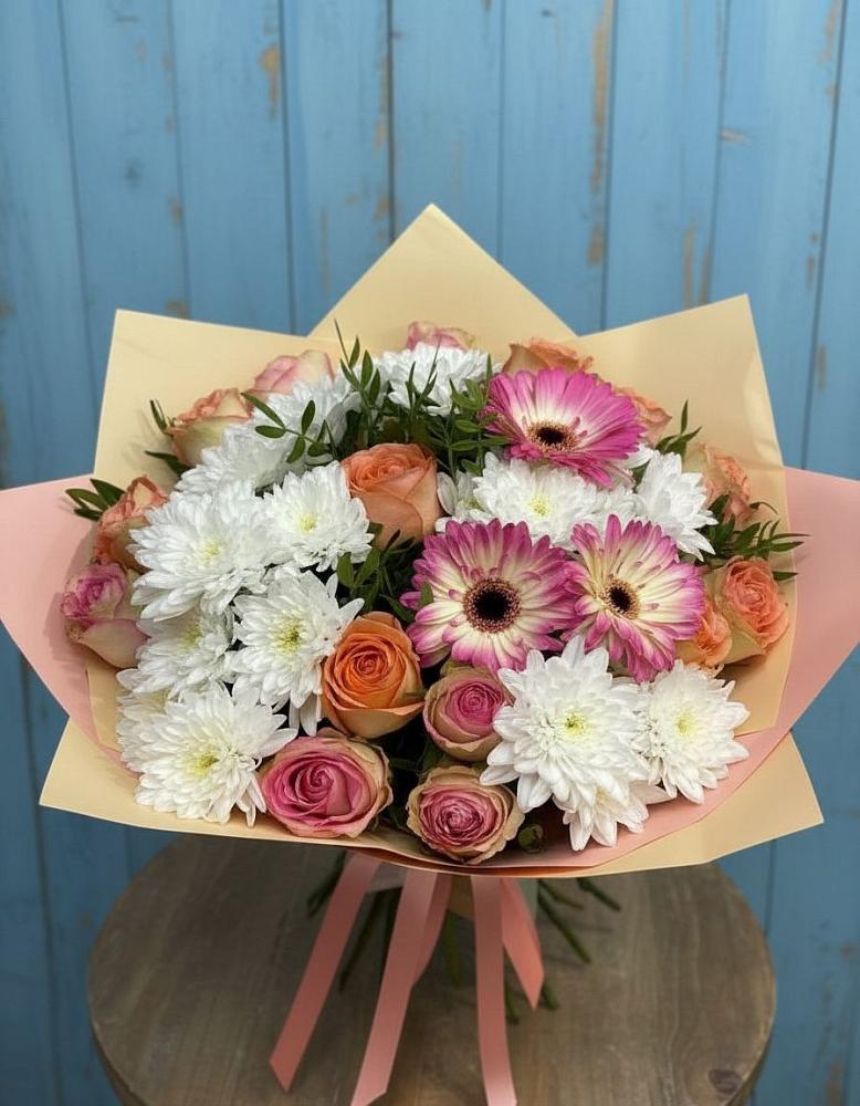 Букет цветов из: Розы, Герберы и Хризантемы в Арзамасе