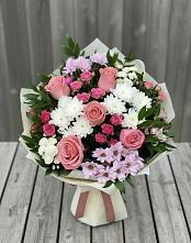 Букет цветов из:  Альстромерии, Гвоздики, Розы и Хризантемы #REPLACE_PRED# Арзамасе