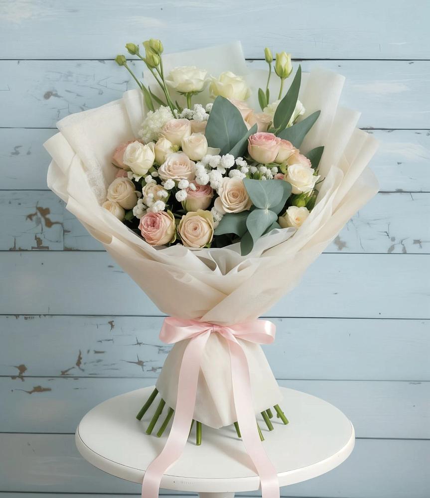 Букет цветов из: Розы и Лизиантусы в Арзамасе