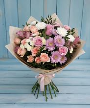 Букет цветов из:  Хризантемы, Розы и Альстромерии в Арзамасе