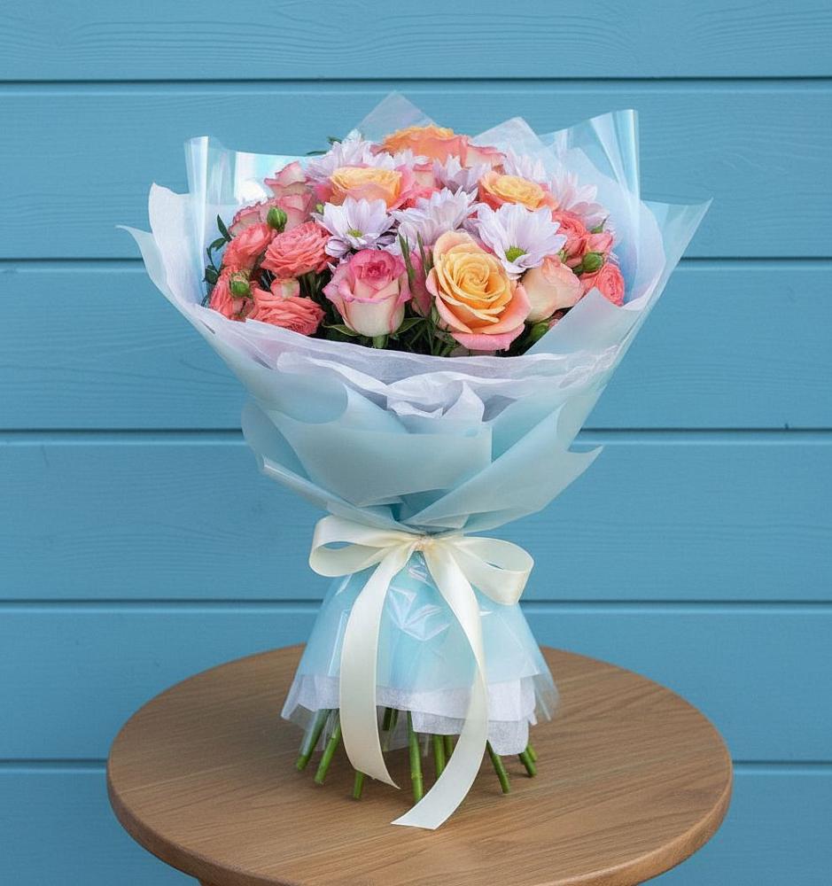 Букет цветов из: Хризантемы и Розы в Арзамасе