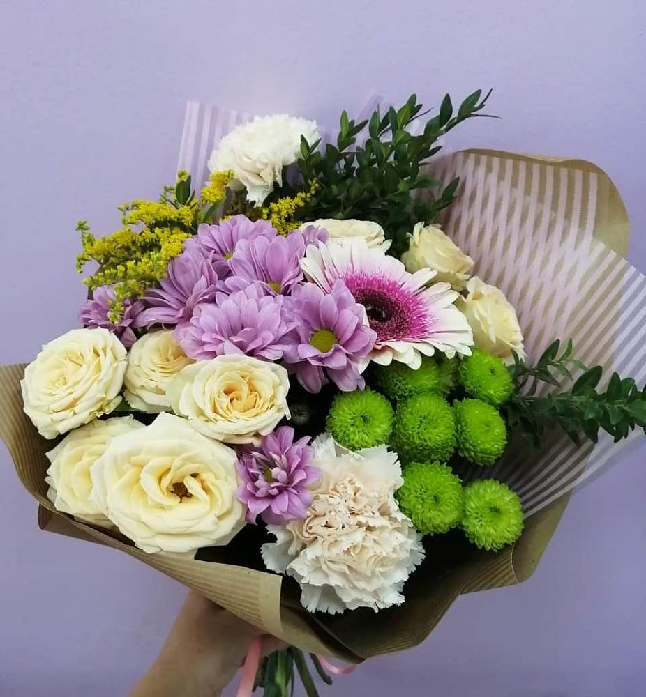 Букет цветов из: Хризантемы, Розы, Гвоздики и Герберы в Арзамасе