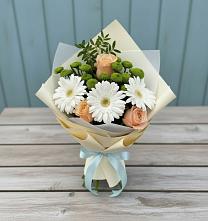 Букет цветов из:  Герберы, Розы и Хризантемы в Арзамасе