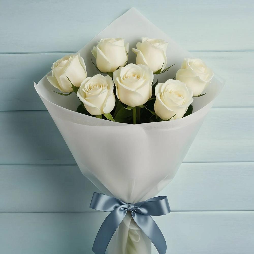 Букет 7 Белых роз Эдлесс Лав в Арзамасе